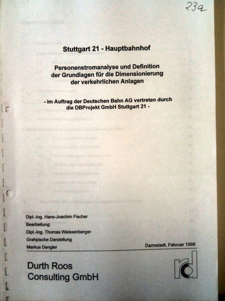 Deckblatt der Studie zum Personenaufkommen