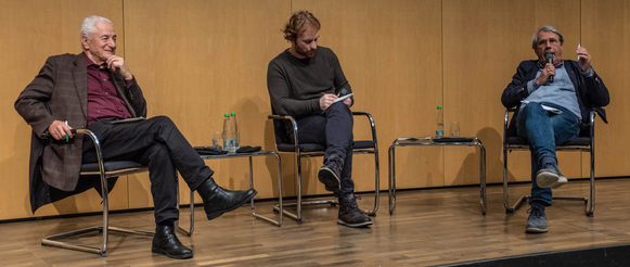 von links Prof. Knoflacher, Hannes Rockenbauch (Moderator), Prof. Monheim von links Prof. Knoflacher, Hannes Rockenbauch (Moderator), Prof. Monheim